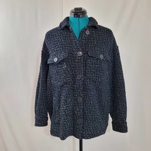 Zara Black Oversized Shacket Coatigan - Size Medium